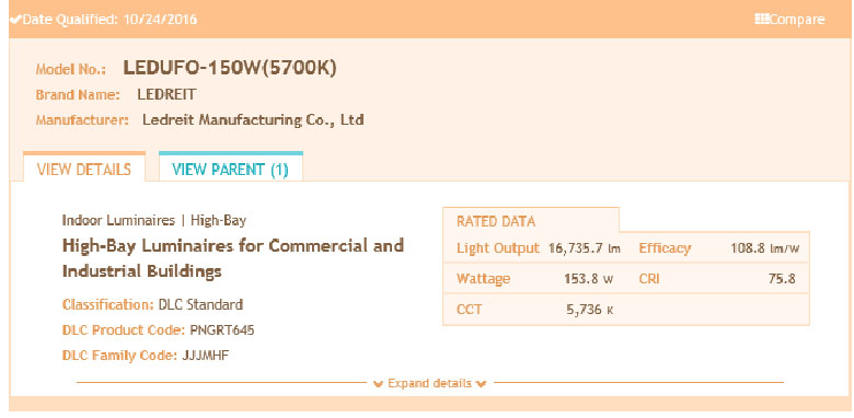 150w UFO High Bay Certificate