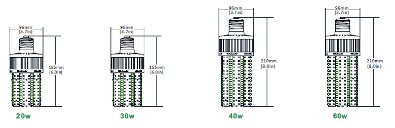 led corn light bulb Dimension