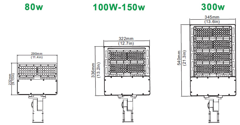led shoebox light dimension